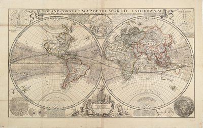 En ny och korrekt karta över världen, upprättad enligt de senaste upptäckterna och från de mest exakta observationerna, av Herman Moll, Geographer av Hermann Moll