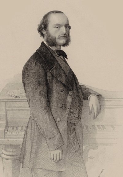 Porträtt av pianisten och kompositören Désiré Magnus 1828-1884. av Hermann Raunheim