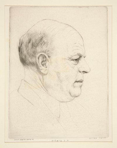 H. N. Bialik (porträtt av huvud i profil) av Hermann Struck