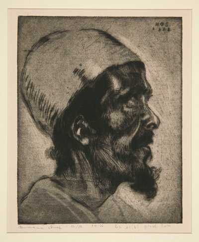 Manligt huvud (av en blind man?) i profil av Hermann Struck