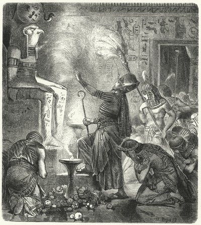 En ung egyptisk farao i ett tempel av Hermann Vogel