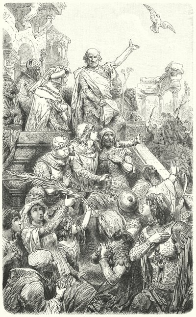 Cola di Rienzo ger Roms folk en ny konstitution, 1347 av Hermann Vogel