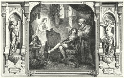 Dante Alighieri i Giottos studio, 1300-talet av Hermann Vogel
