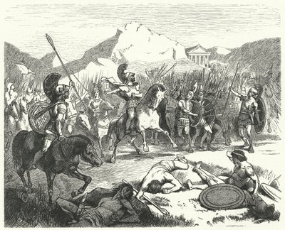 Epaminondas beordrar den thebanska armén att gå i strid av Hermann Vogel