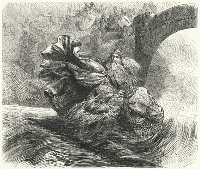Frederick Barbarossa drunknar i floden Saleph på det tredje korståget, 1190 av Hermann Vogel