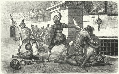 Gladiatorer slåss på arenan i antikens Rom av Hermann Vogel