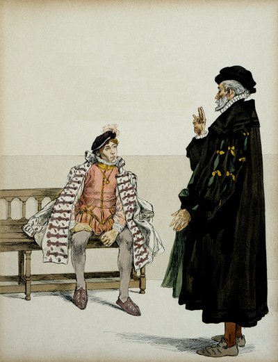 Henri IV (1553-1610) före sin professor La Gaucherie. Illustration av Hermann Vogel (1856-1918) i "" Henri IV"" av Hermann Vogel