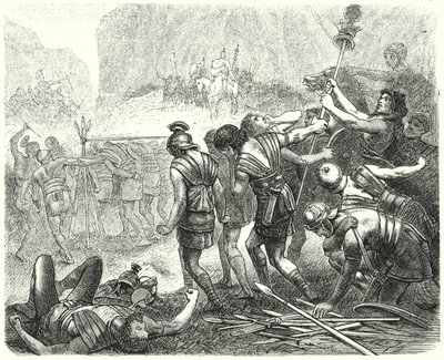 Förnedring av den romerska armén av samniterna vid Caudine Forks, 321 f.Kr. av Hermann Vogel