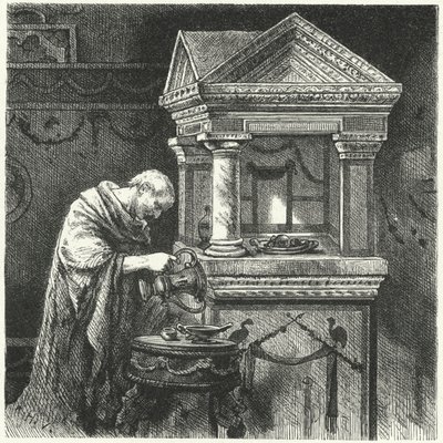 Att göra offer i ett tempel i antikens Rom av Hermann Vogel