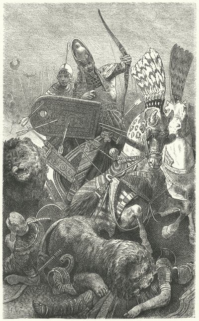 Ramses den store i slaget vid Kadesj, 1274 f.Kr av Hermann Vogel