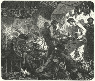 Scen i en krog i antikens Rom av Hermann Vogel