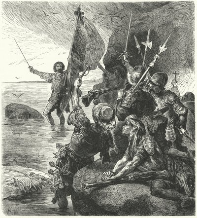 Vasco Nunez de Balboa gör anspråk på Stilla havet för Spanien, 1513 av Hermann Vogel