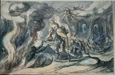 Eurydike i underjorden (Eurydike i helvetet). Målning av Hermann Weyer (1596-cirka 1621). Akvarell och tusch på papper, 20,9 x 32,2 cm av Hermann Weyer