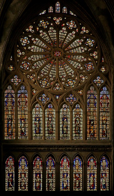 Rosenfönstret och lansetter med profeter, patriarker och apostlar, 1300-talet av Hermann von Münster Hermann von Münster