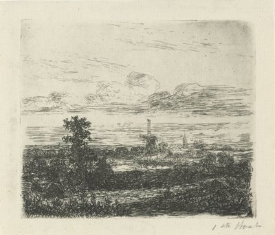 Landskap med en kvarn av Hermanus Jan Hendrik van Rijkelijkhuysen