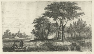 Landskap med en vandrare av Hermanus Jan Hendrik van Rijkelijkhuysen