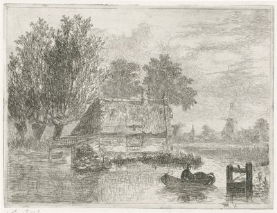 Man med en tunna i en båt av Hermanus Jan Hendrik van Rijkelijkhuysen