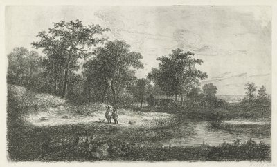 Två jägare på en ven av Hermanus Jan Hendrik van Rijkelijkhuysen