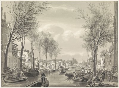 Restaureringsarbete på Steenschuur efter katastrofen, 1807 av Hermanus Numan (possibly)