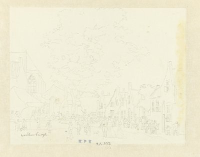 Marknad i byn Valkenburg av Hermanus Petrus Schouten