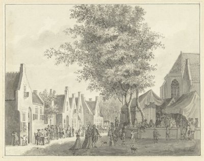 Marknad i byn Valkenburg av Hermanus Petrus Schouten