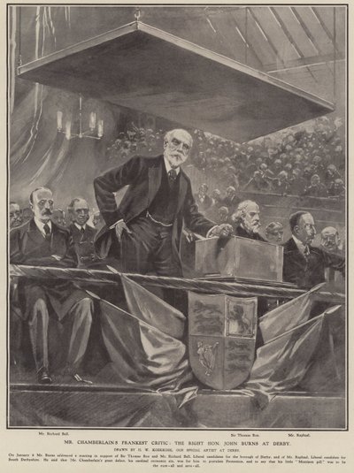 Herr Chamberlains uppriktigaste kritiker: högern John Burns i Derby (litho) av Hermanus Willem (after) Koekkoek