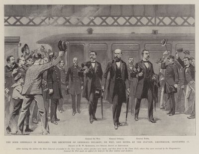Boergeneralerna i Holland, mottagandet av generalerna Delarey, De Wet och Botha på stationen, Amsterdam, 11 september av Hermanus Willem Koekkoek