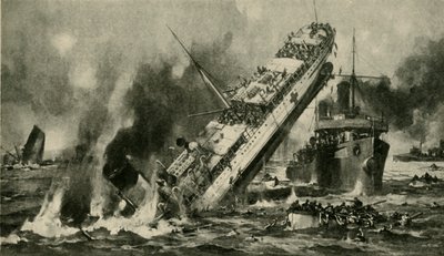 Anglias förlisning, första världskriget, 17 november 1915, c1920. av Hermanus Willem Koekkoek