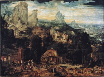 Koppargruvor - Olja på duk av Herri met de (c.1510 p.1550) Bles
