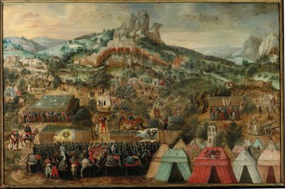 En belägring vid Therouanne, med en armé ledd av Karl V som slog läger nedanför staden av Herri met de Bles