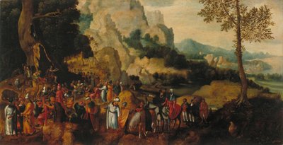 Landskap med Johannes Döparen som predikar av Herri met de Bles