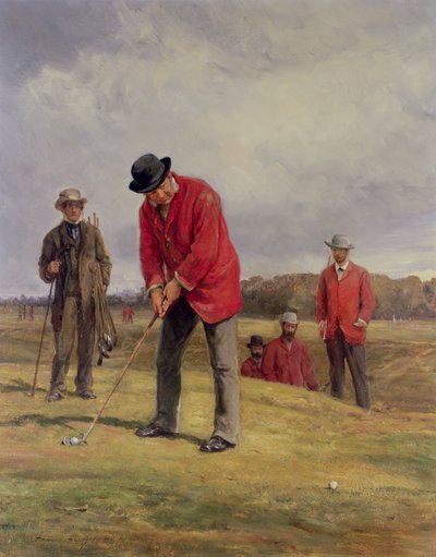 George Glennie Putting på Blackheath med Putting Cleek, 1881 av Heywood Hardy