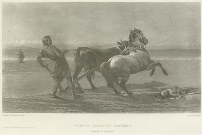 Odysseus låtsas vara galen (gravyr) av Heywood Hardy