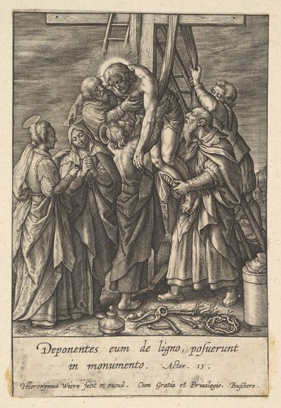 Nedstigning från korset, före 1619. av Hieronymous Wierix