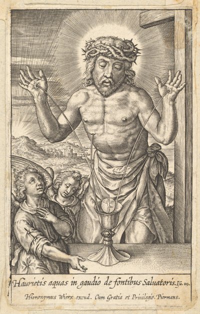 Frälsarens blod vördat av två änglar, före 1619. av Hieronymous Wierix