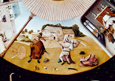 Ilska. Detalj av De sju dödssynderna och de fyra sista sakerna (olja på panel av Hieronymus Bosch