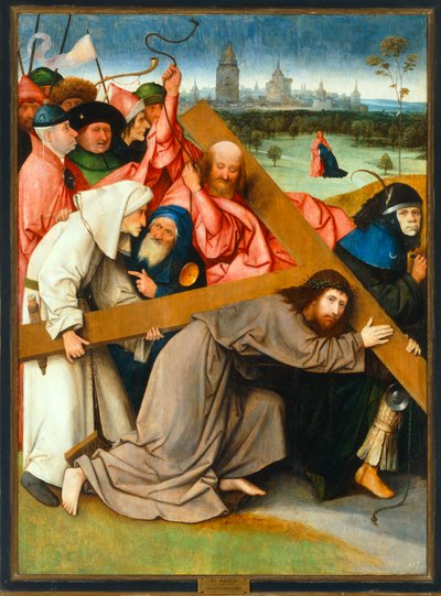 Att bära korset ... (olja på trä) av Hieronymus Bosch