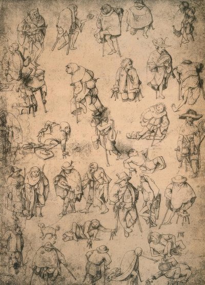 Krymplingar, tiggare och tiggande musiker av Hieronymus Bosch