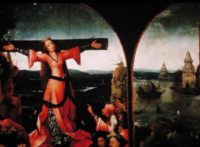 St. Liberata triptyk (olja på panel) (detalj av 165417) av Hieronymus Bosch