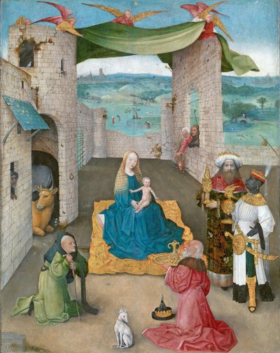 The Adoration of the Magi, c.1475 (olja och guld på ek) av Hieronymus Bosch