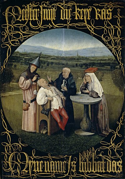 The Cure of Folly Extraction of the Stone of Madness, mellan 1488 och 1516 av Hieronymus Bosch