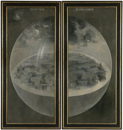 The Garden of Earthly Delights. Triptyk, omvänd: Skapelsen av Hieronymus Bosch