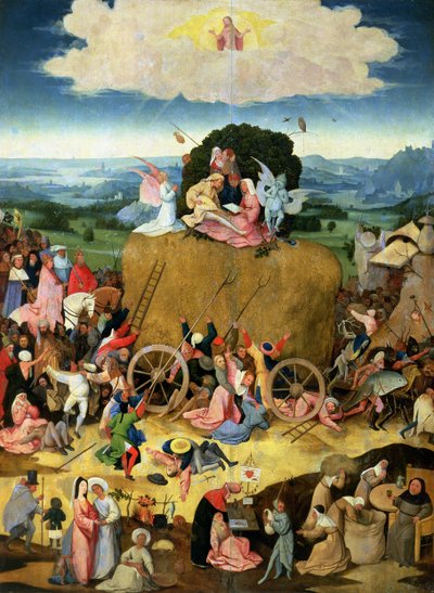 The Haywain: central panel av triptyken, c.1500 av Hieronymus Bosch