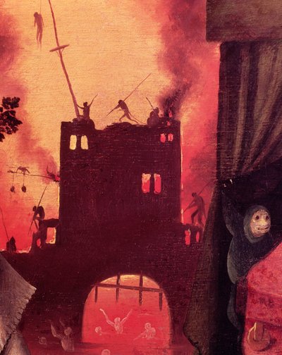 Tondals Vision, detalj av den brinnande gatewaypaneldetaljen av 61761 av Hieronymus Bosch