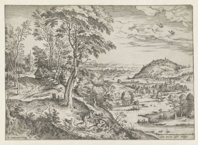 Cephalus och Procris Landskap med bibliska och mytologiska scener (serietitel) av Hieronymus Cock