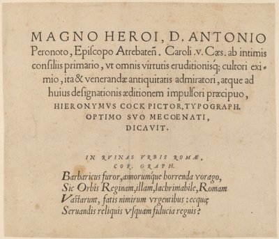 Dedikationssida av Hieronymus Cock