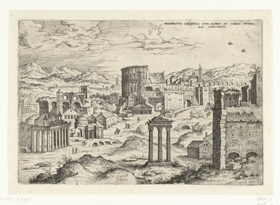Visa på Forum Romanum (titel på objekt) Romerska ruiner (serietitel) av Hieronymus Cock