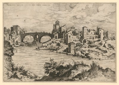 Ponte Quattro Capi och Tiberön av Hieronymus Cock