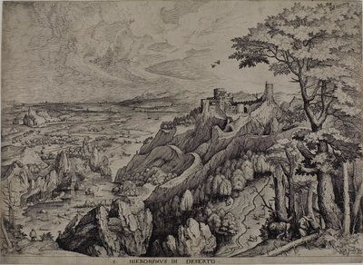 Saint Hieronymus i öknen av Hieronymus Cock