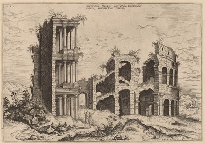 Septizonium och Colosseum av Hieronymus Cock